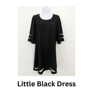 LBD Little Black Dress Women Size M Shift Bell Sleeves Knee Length
